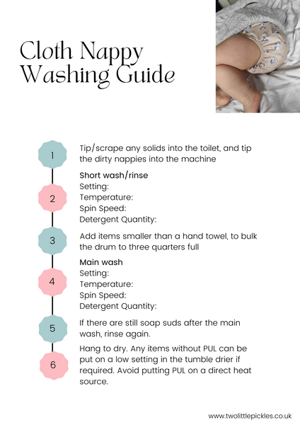 Printable Cloth Nappy Washing Guide – Two Little Pickles