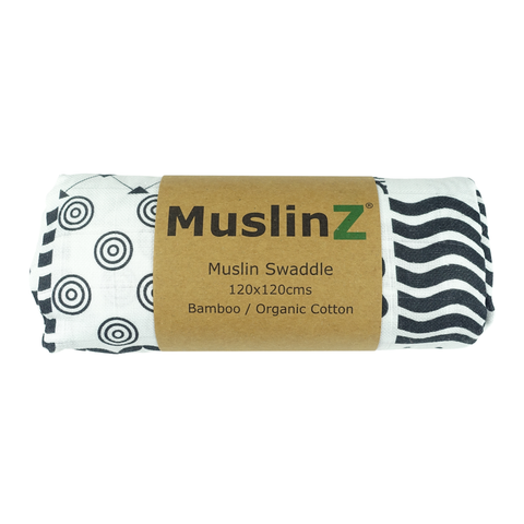 MuslinZ Bamboo/Organic Cotton Muslin Swaddle 120x120cm – Sensory